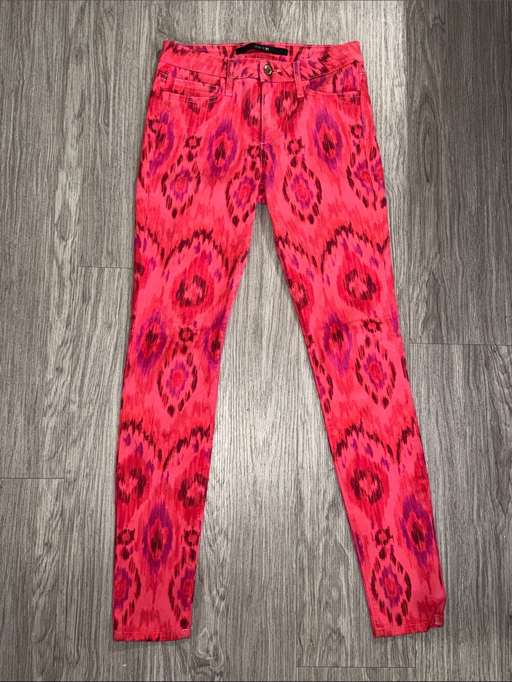 Joe's Jeans Pink and Purple Ikat-Print Skinny Jeans Size 25
